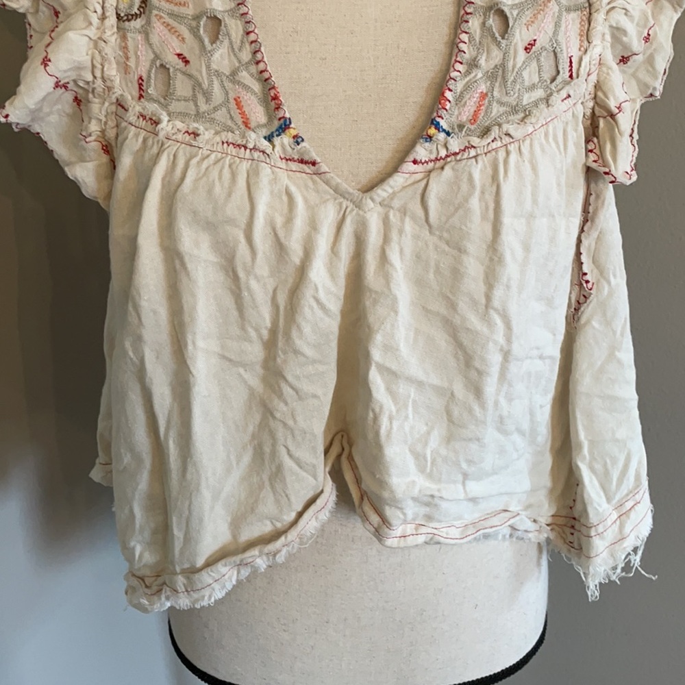 Free People boho top Free People Hailey Embroidered Top - Natural - Picture 6 of 13
